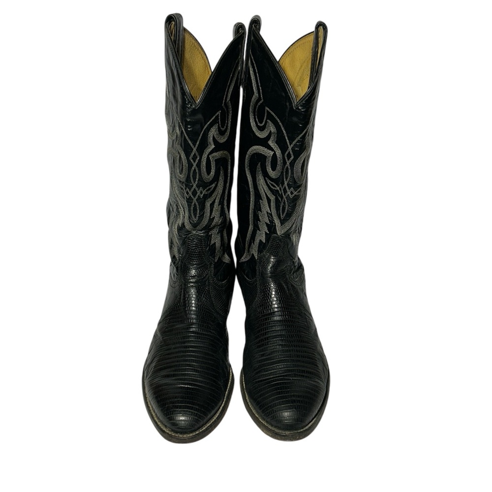 VINTAGE Tony Lama Men's Nacogdoches Exotic Teju‎ Lizard Boots Made USA 9 1/2 EE - Picture 3 of 9